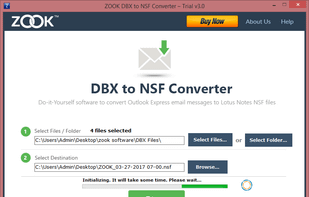ZOOK DBX to NSF Converter screenshot 1