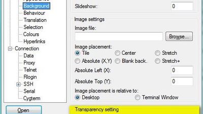 transparency settings