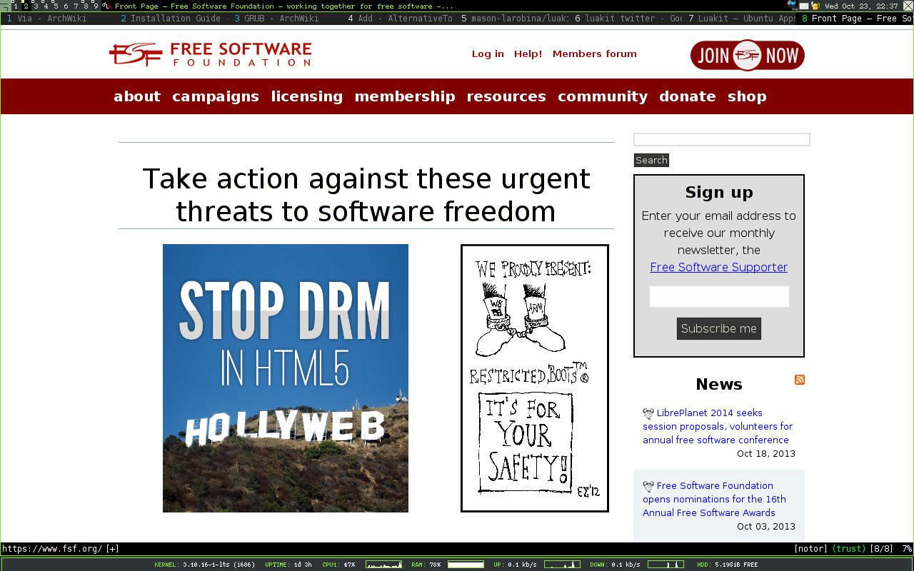 Front Page — Free Software Foundation — working together for free