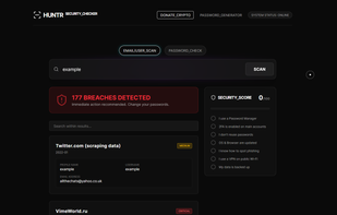 A deep search provides in-depth information about breaches.