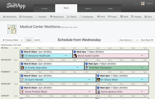 Medical Employee Schedule screenshot from ShiftApp.com