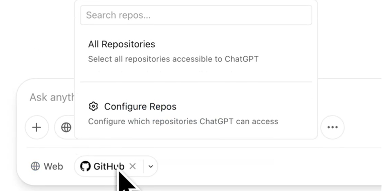 ChatGPT now analyzes GitHub repositories with deep research agent image