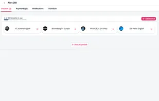 Alert - selection of media sources to monitor