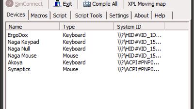List of input devices attached to the computer.