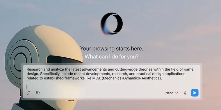 Opera adds a deep research agent to its Neon agentic browser for advanced research tasks image