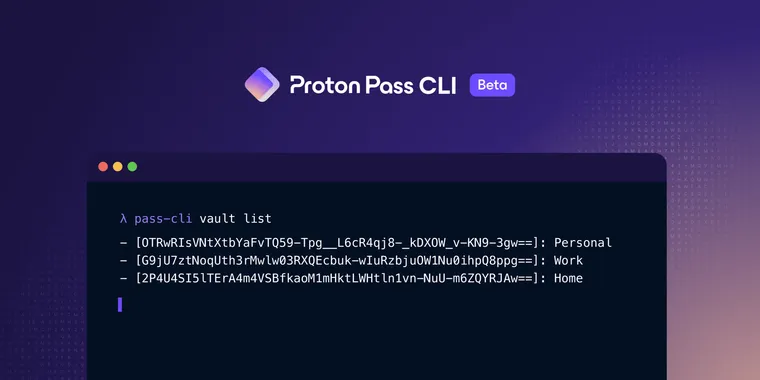 Proton introduces Proton Pass CLI in beta for secure vault management from the terminal image