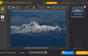 Hit on Erase button to get rid of the watermark