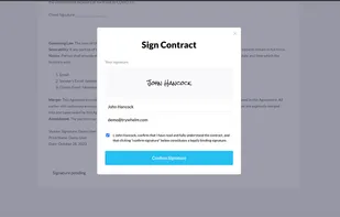 eSignature on a digital contract