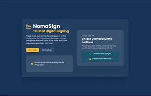 Web-based sign-in screen providing secure access to NomaSign’s digital signing and document workflows.
