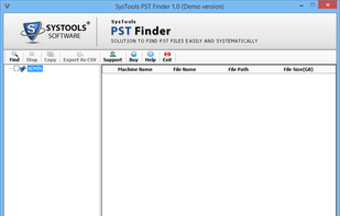 Initial Screen of the SysTools PST Finder Software