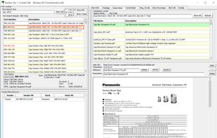 Main Screen showing Part DB on left and the datasheet tab on right.