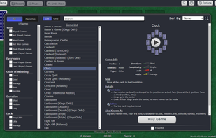 WoS's selection of games (currently displaying info about Clock.)