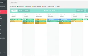 Manage social media content publishing and scheduling with automated ease on one collaborative dashboard. Visually organize and manage content calendars with content preview, social feed, weekly, monthly, and agenda views. Keep team collaboration consistent with advanced access settings.