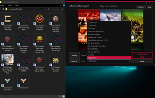 main window with direct mods shortcuts 