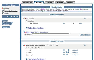 Formatting the ballot