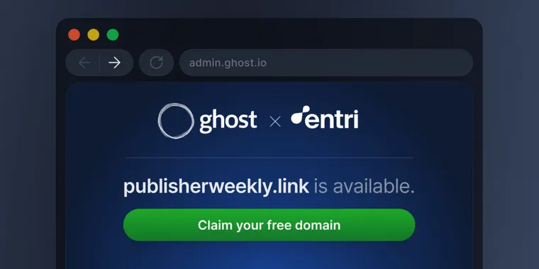 Ghost(Pro) adds free .link domains and automated setup with Entri image