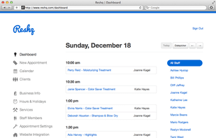 The staff management dashboard