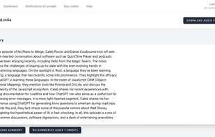 A summary of an episode generated by ShowScriber