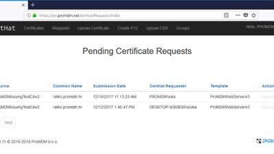 Approve or reject new certificate requests form other users.
