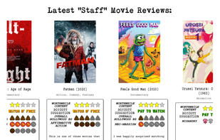 "Staff" reviews are critics who have been vetted and write reviews for RWT. They are anonymous just like "Audience" reviews but are less likely to be trolls, their political compass results are in their image, and their reviews are often more thoughtful.