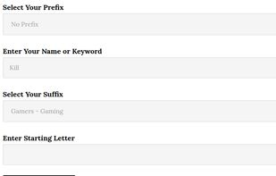 Smart Username Generator - Example Gamer Search