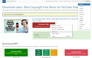 many languages, many download options and convert to mp3