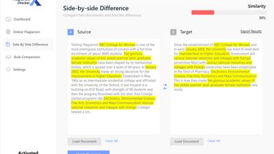 Compare Two Documents with Plagiarism Checker X