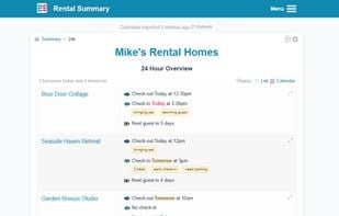 24 hour overview of short term rentals.