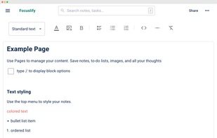 Notes rich-text editor