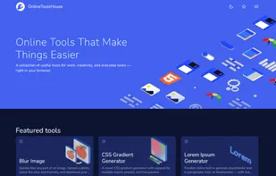 Main dashboard with categorized access to all available image, CSS, and text tools.