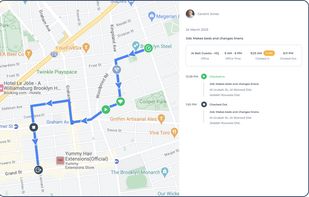 Route Tracking of employees via FieldServicely