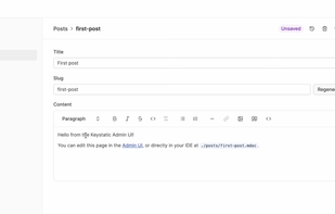 Keystatic screenshot 2