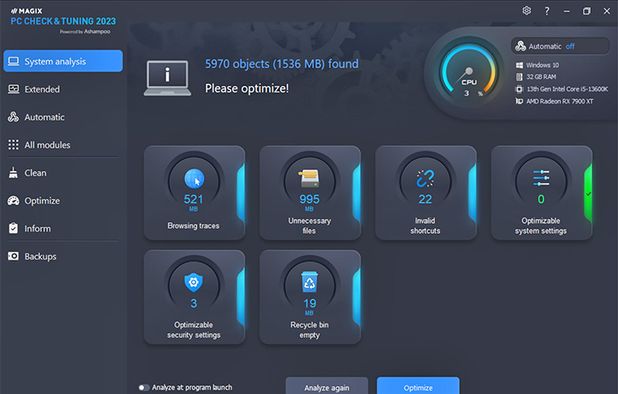 MAGIX PC Check & Tuning screenshot 1