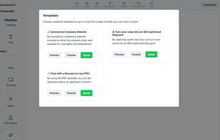 Select from pre-made templates.