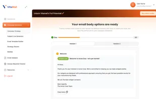 The campaign generator hub lets you start building a strategy in minutes. From here, you can create campaign strategies with one click, access tools like the Email Validator, Subject Line Generator, and Domain Health Checker, and revisit recently generated campaigns to stay organized.