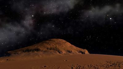 The surface exploration mode 
Olympus Mons. on Mars
(The topography is amplified by a factor of 5)