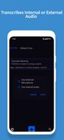 Displays the options to transcribe internal or external audio.