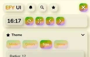 The efy sidebar menu