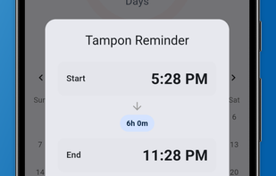 Tampon reminder screen