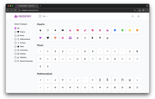 Browse a curated list of aesthetic symbols across all categories. Copy-ready, clean interface with instant search.