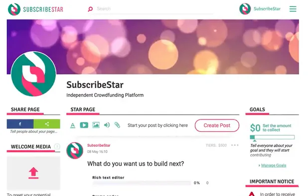 SubscribeStar: Independent platform for monetizing talents AlternativeTo