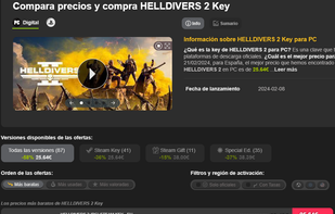 Helldivers 2 comparison prices
