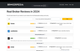 Brokerpedia.com utilises user-generated reviews to rank brokers.