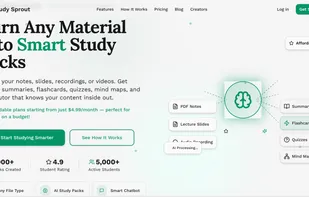 “Instantly convert notes, slides, recordings, and videos into smart study packs — complete with summaries, quizzes, flashcards, and mind maps.”
