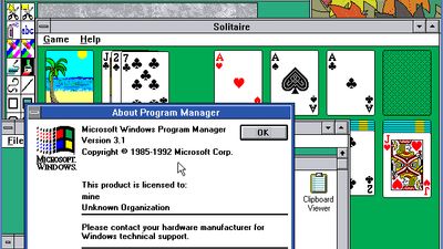 Windows 3.1, running on an emulated IBM PC AT.