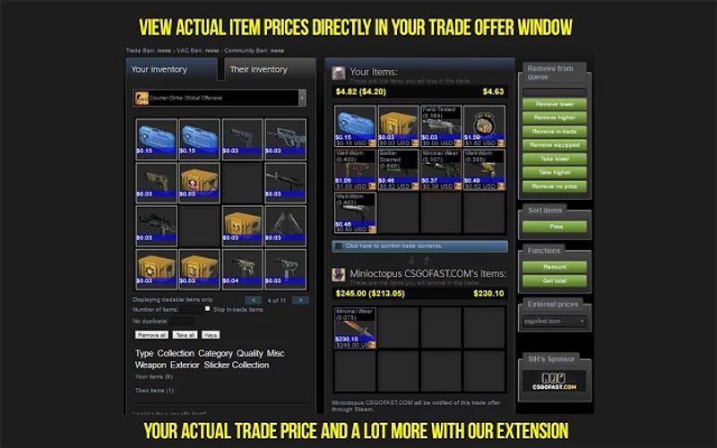 Make money on the resale of skins with Steam Inventory Helper
