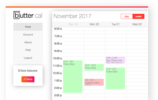 Click & drag to pick time slots