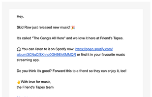 New music album notification from Friend's Tapes