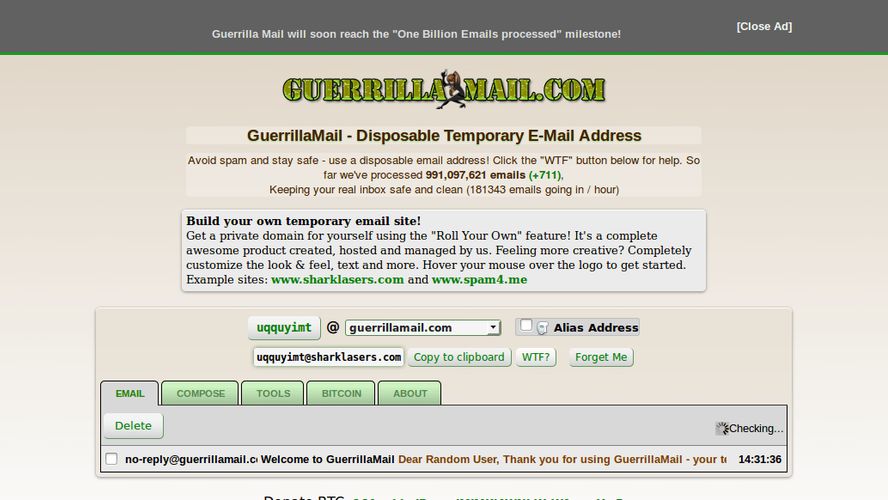 Guerrilla Mail Gives you a disposable email address. AlternativeTo