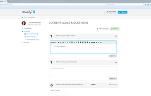 Employee weekly report with 'rich text' support for hyperlinks, lists and formatting